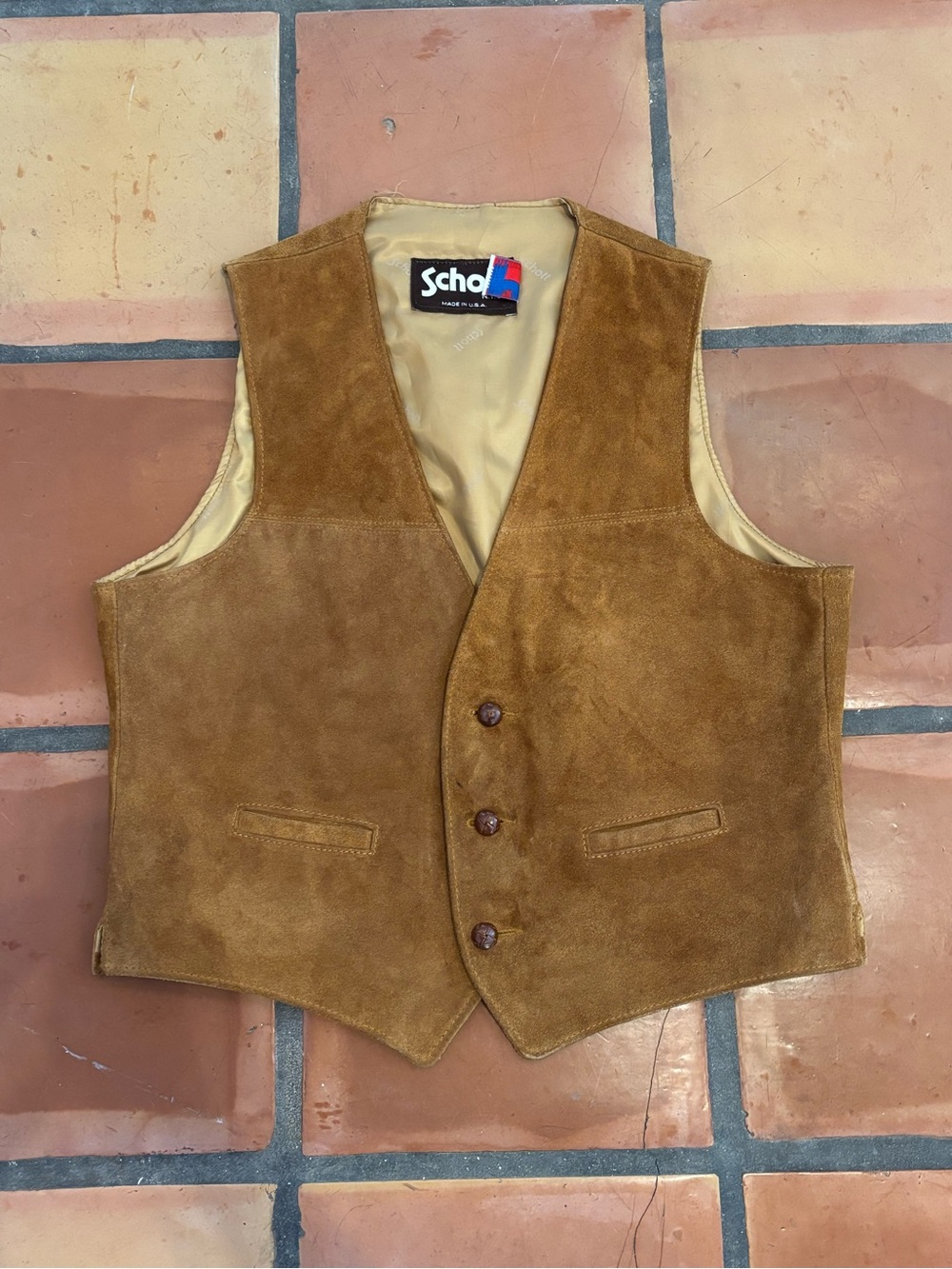Schott NYC Brown Suede Leather Vest